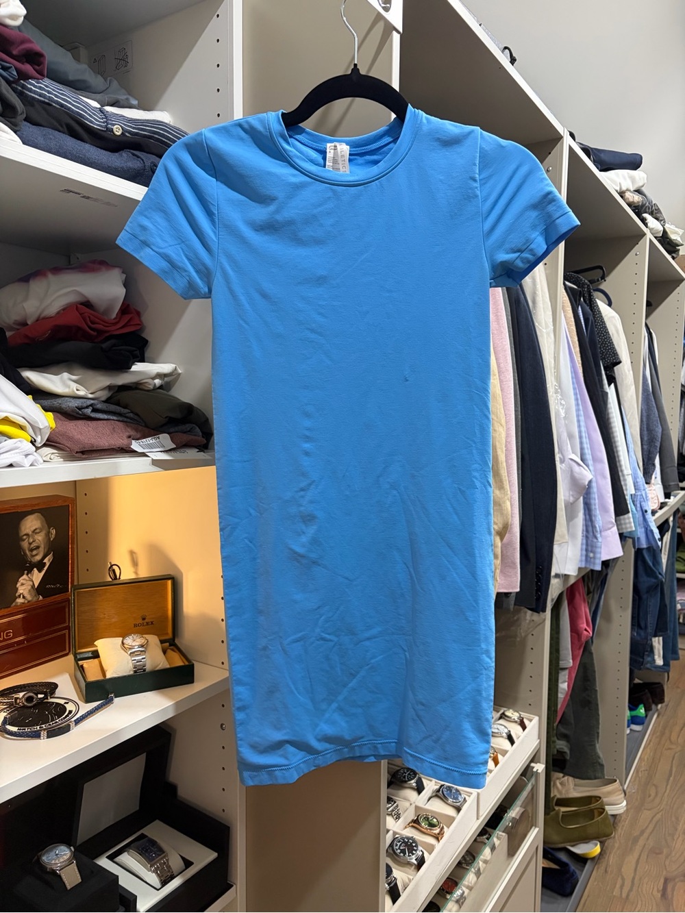 Fabletics Blue Crewneck T-Shirt Dress